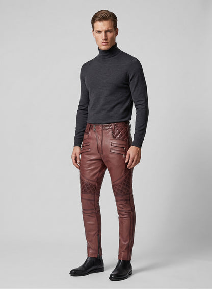Outlaw Burnt Maroon Leather Pants