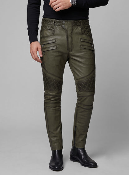 Outlaw Burnt Olive Leather Pants