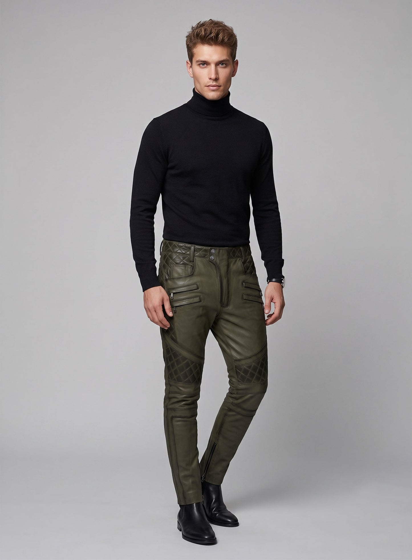 Outlaw Burnt Olive Leather Pants