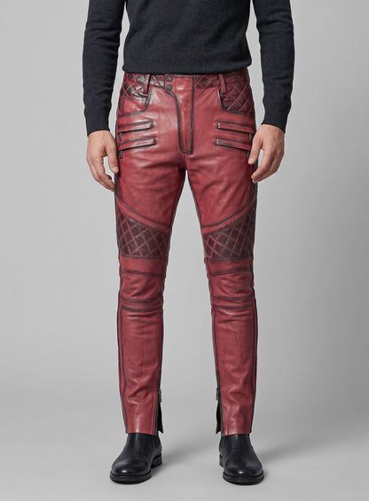 Outlaw Burnt Red Leather Pants