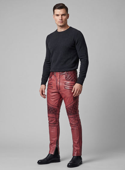 Outlaw Burnt Red Leather Pants