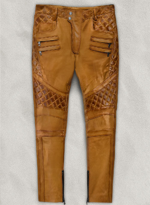 Outlaw Burnt Mustard Leather Pants - LeatherCult