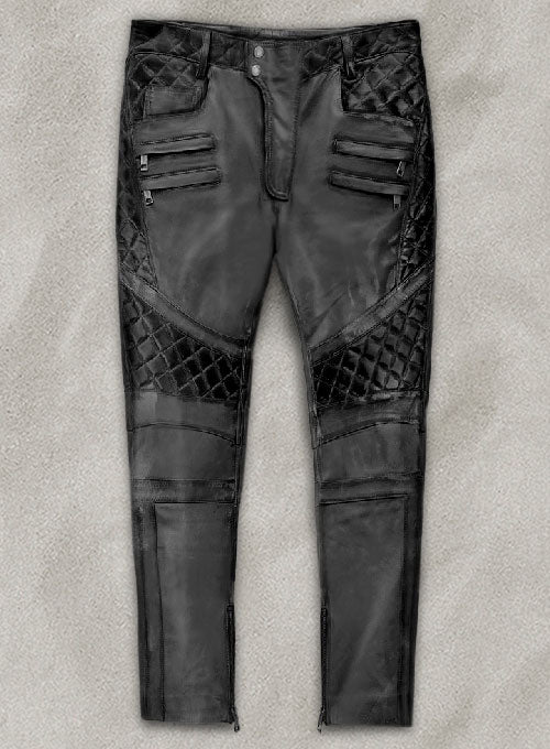 Outlaw Burnt Charcoal Leather Pants - LeatherCult