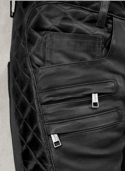 Outlaw Burnt Charcoal Leather Pants - LeatherCult
