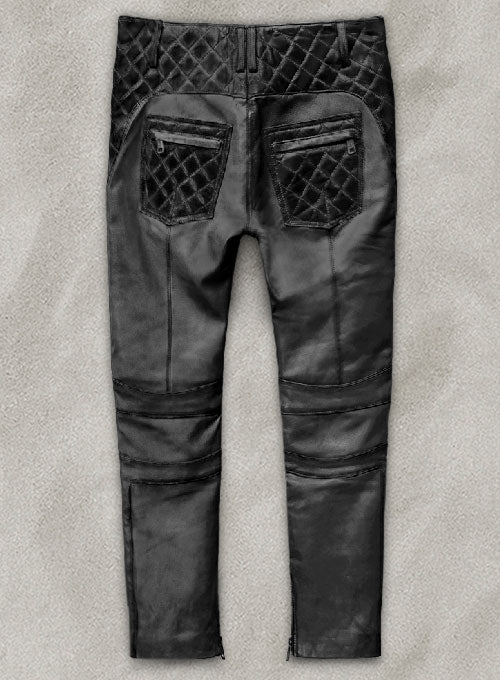 Outlaw Burnt Charcoal Leather Pants - LeatherCult