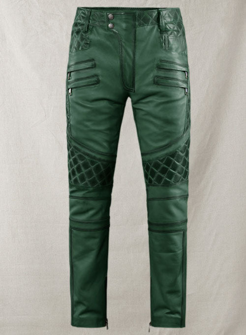 Outlaw Burnt Green Leather Pants - LeatherCult