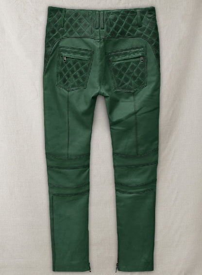 Outlaw Burnt Green Leather Pants - LeatherCult