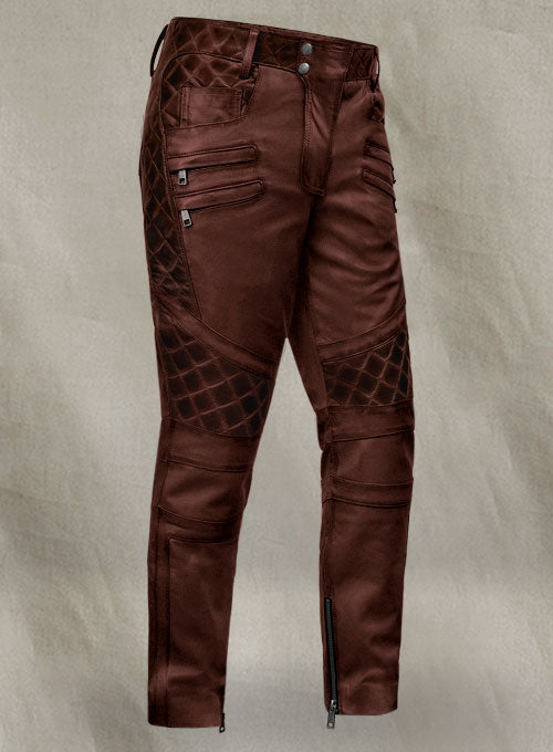Outlaw Burnt Maroon Leather Pants - LeatherCult