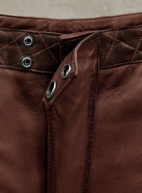 Outlaw Burnt Maroon Leather Pants - LeatherCult