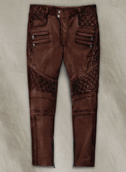 Outlaw Burnt Maroon Leather Pants - LeatherCult