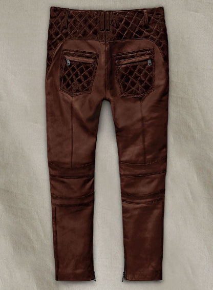 Outlaw Burnt Maroon Leather Pants - LeatherCult