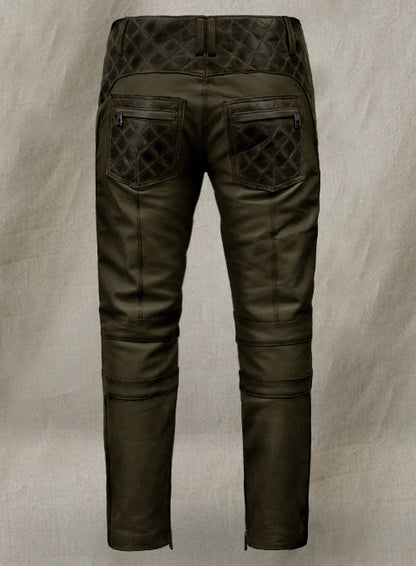 Outlaw Burnt Olive Leather Pants - LeatherCult