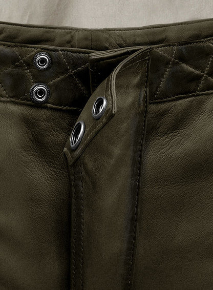 Outlaw Burnt Olive Leather Pants - LeatherCult