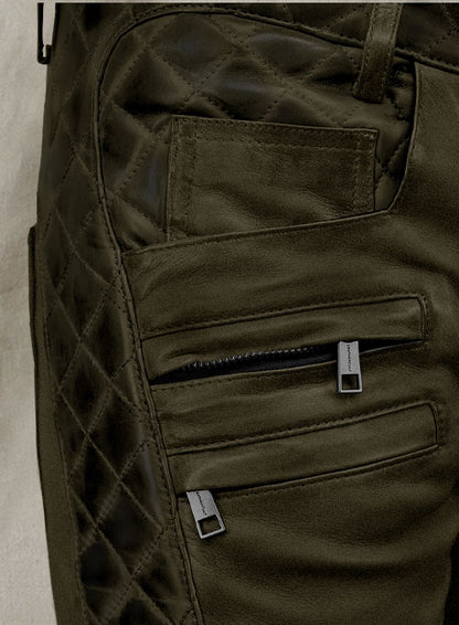 Outlaw Burnt Olive Leather Pants - LeatherCult