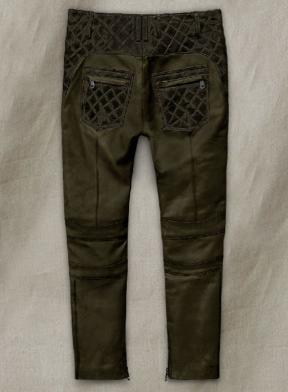 Outlaw Burnt Olive Leather Pants - LeatherCult