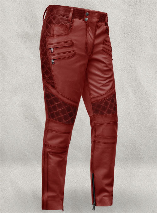 Outlaw Burnt Red Leather Pants - LeatherCult