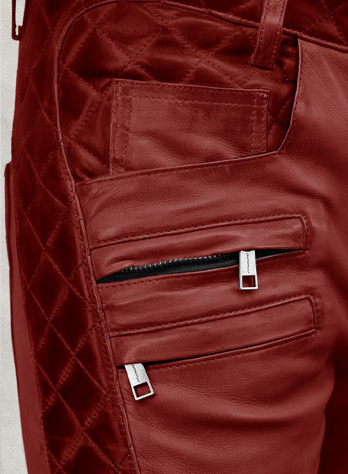 Outlaw Burnt Red Leather Pants - LeatherCult