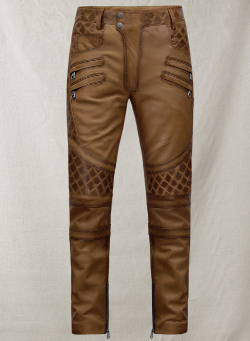Outlaw Burnt Tan Leather Pants - LeatherCult