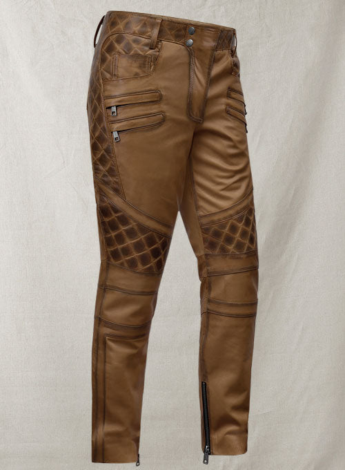 Outlaw Burnt Tan Leather Pants - LeatherCult
