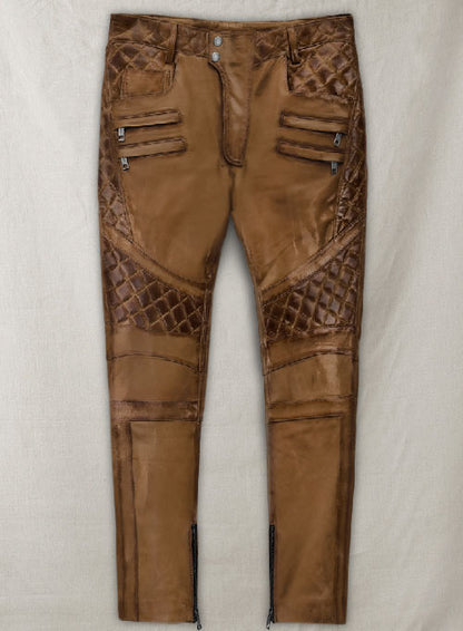 Outlaw Burnt Tan Leather Pants - LeatherCult