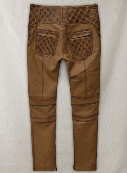 Outlaw Burnt Tan Leather Pants - LeatherCult