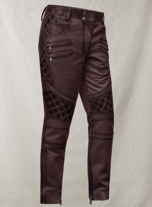 Outlaw Burnt Wine Leather Pants - LeatherCult