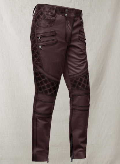 Outlaw Burnt Wine Leather Pants - LeatherCult