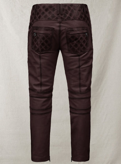 Outlaw Burnt Wine Leather Pants - LeatherCult