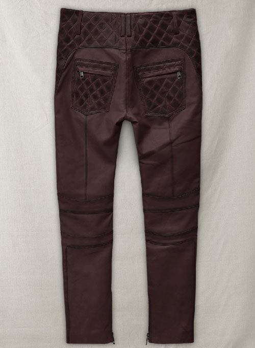 Outlaw Burnt Wine Leather Pants - LeatherCult