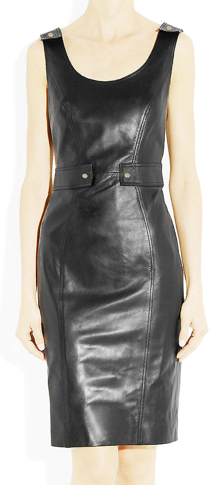 Panelled Leather Dress - # 758 - LeatherCult