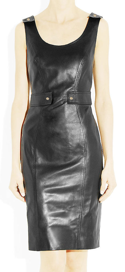 Panelled Leather Dress - # 758 - LeatherCult