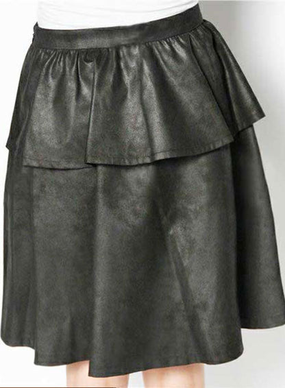 Peplum Flare Leather Skirt - # 415 - LeatherCult