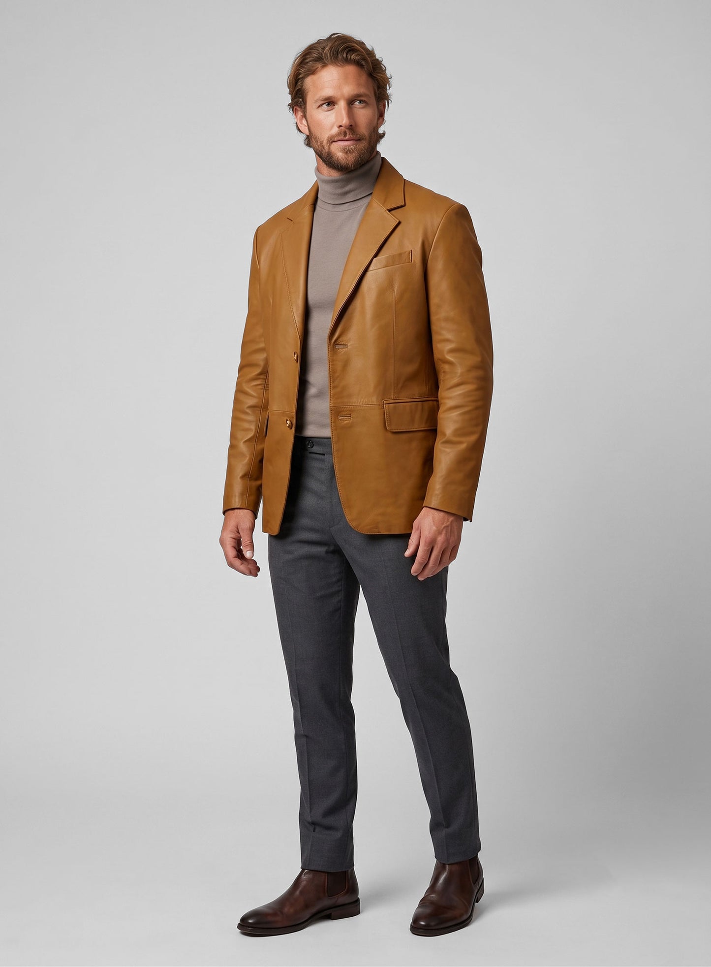 Persian Brown Lambskin Leather Blazer