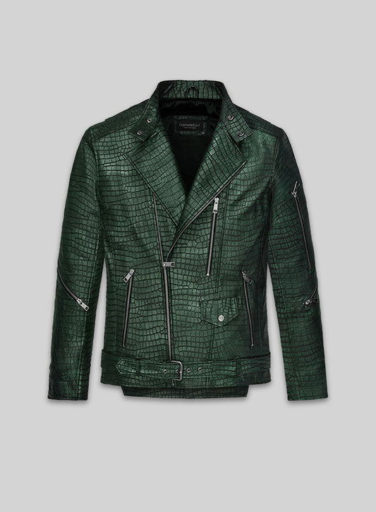 Phantom Croc Metallic Green Leather Jacket