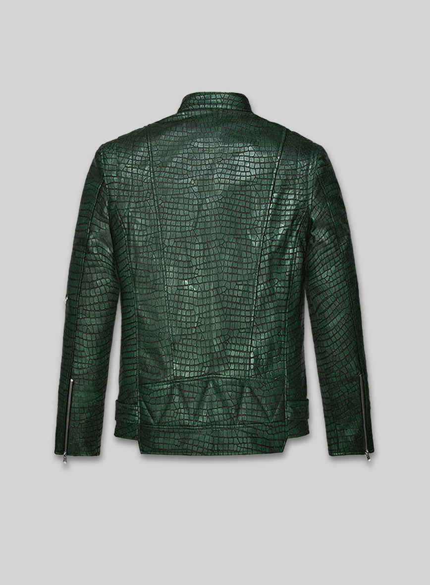 Phantom Croc Metallic Green Leather Jacket