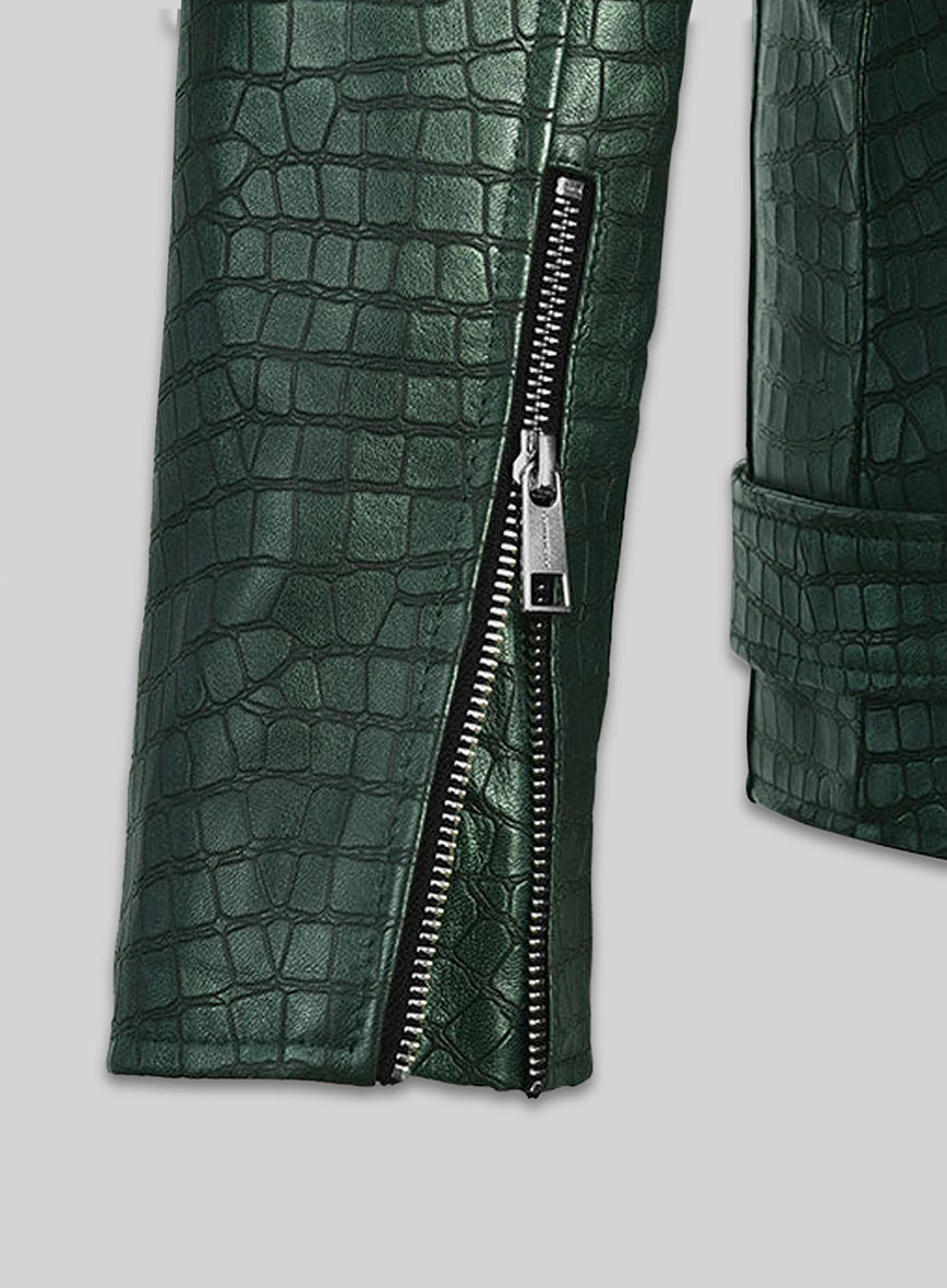 Phantom Croc Metallic Green Leather Jacket