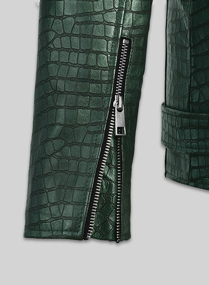Phantom Croc Metallic Green Leather Jacket