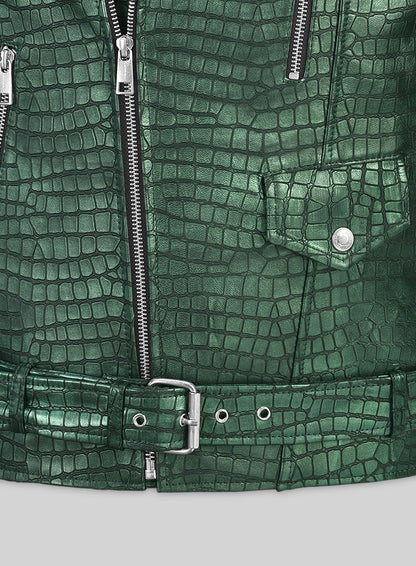 Phantom Croc Metallic Green Leather Jacket