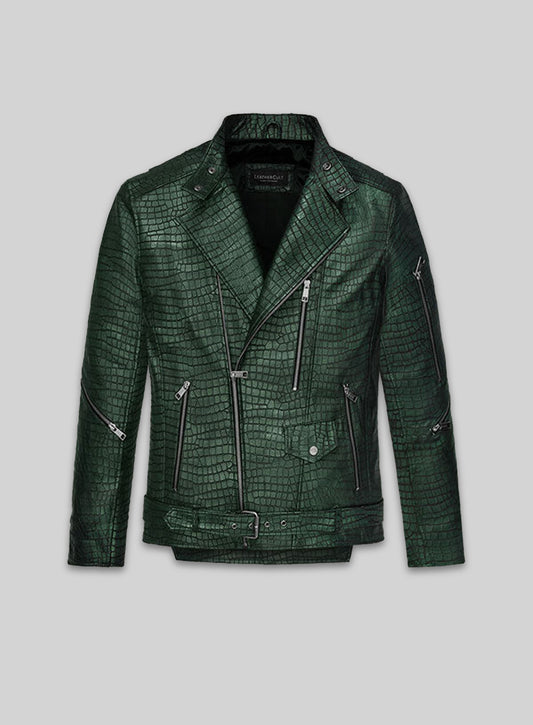 Phantom Croc Metallic Green Leather Jacket