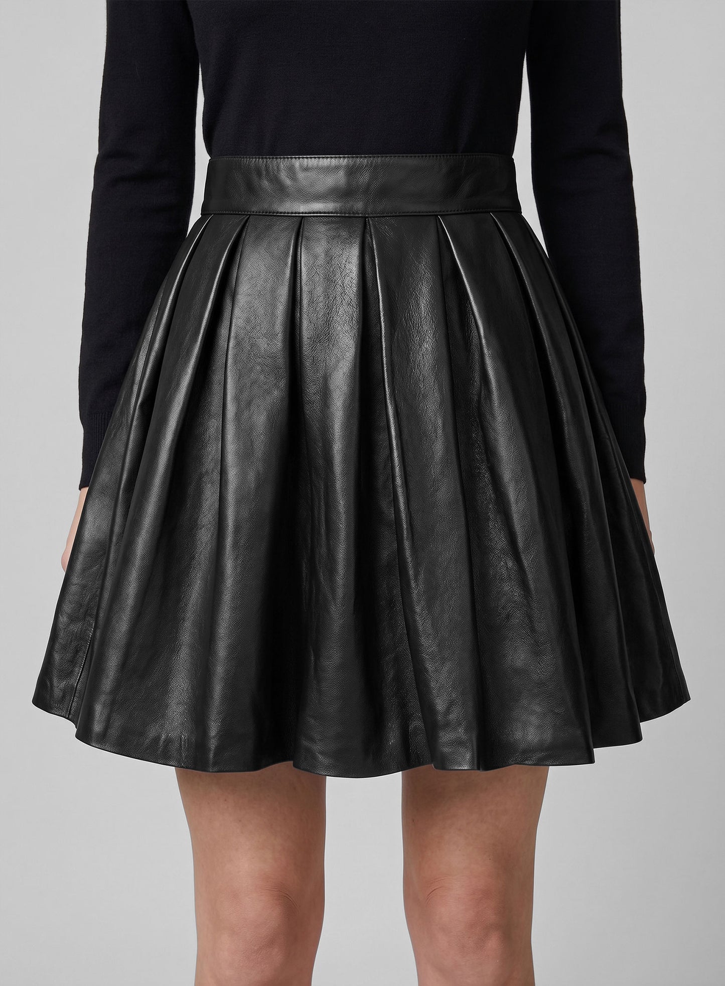 Pleated Leather Skirt