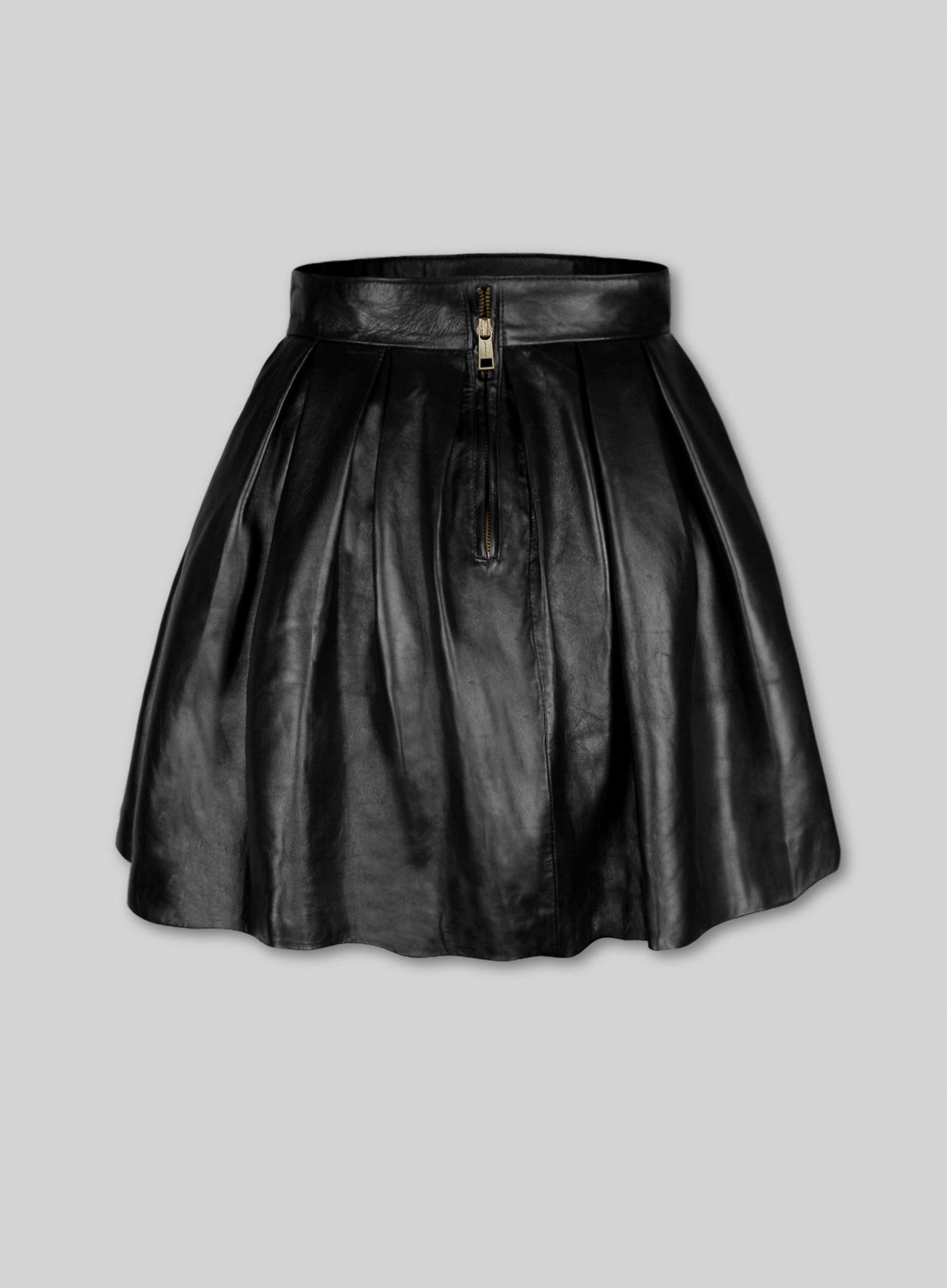 Pleated Leather Skirt