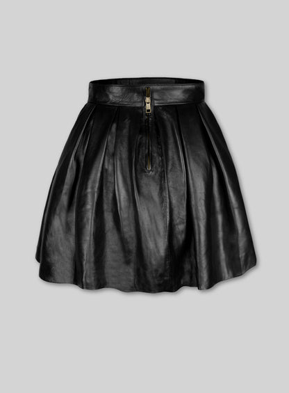 Pleated Leather Skirt