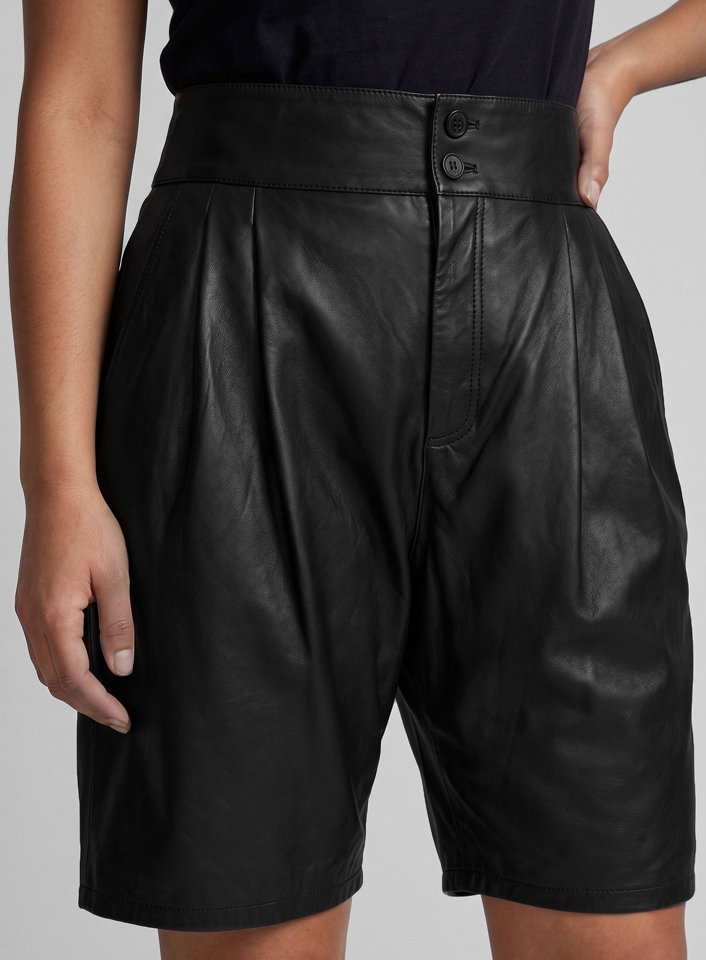 Pleated Leather Shorts Style # 363