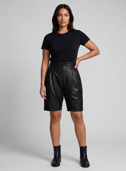 Pleated Leather Shorts Style # 363