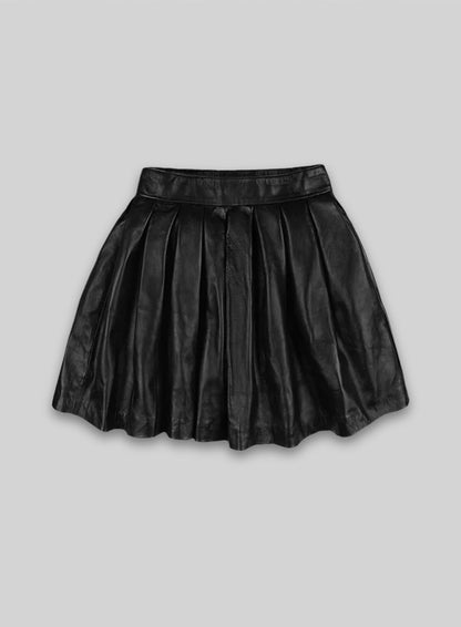Pleated Leather Skirt