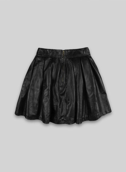 Pleated Leather Skirt