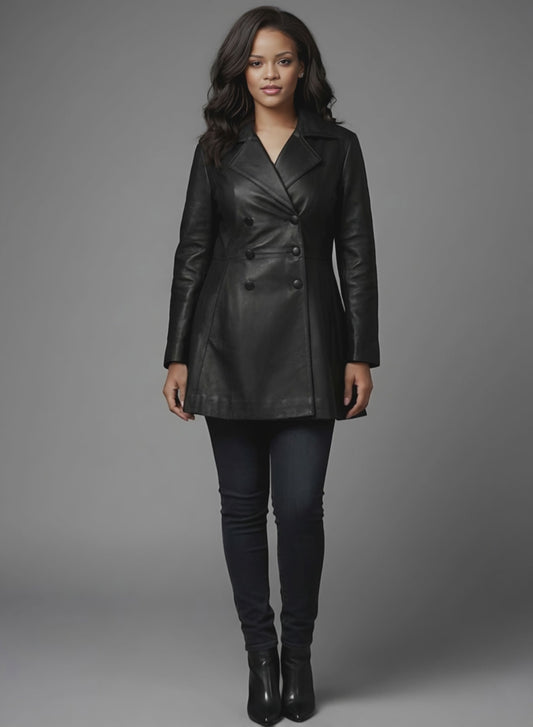 Rihanna Leather Trench Coat