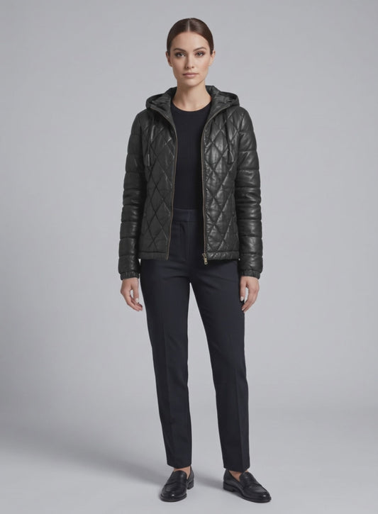 Hooded Leather Jacket # 510