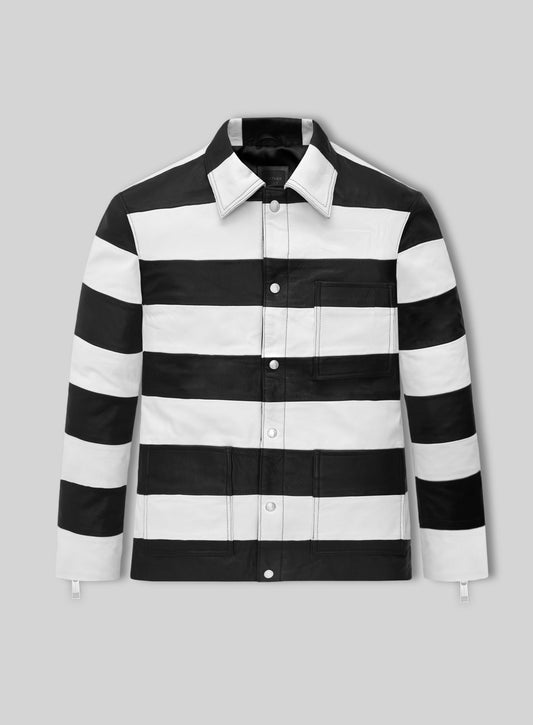 Prison Stripe Leather Jacket