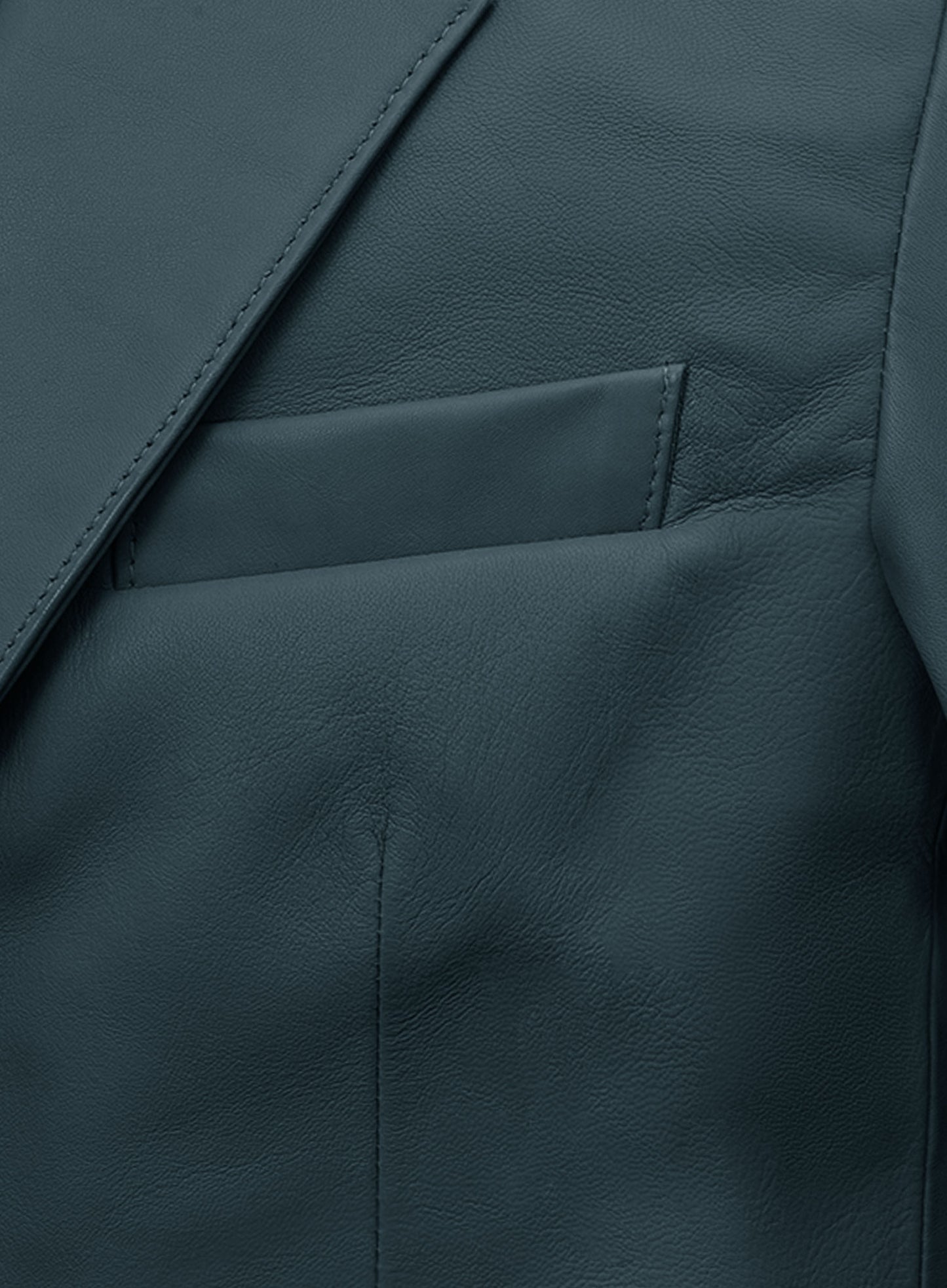 Prussian Blue Lambskin Leather Blazer